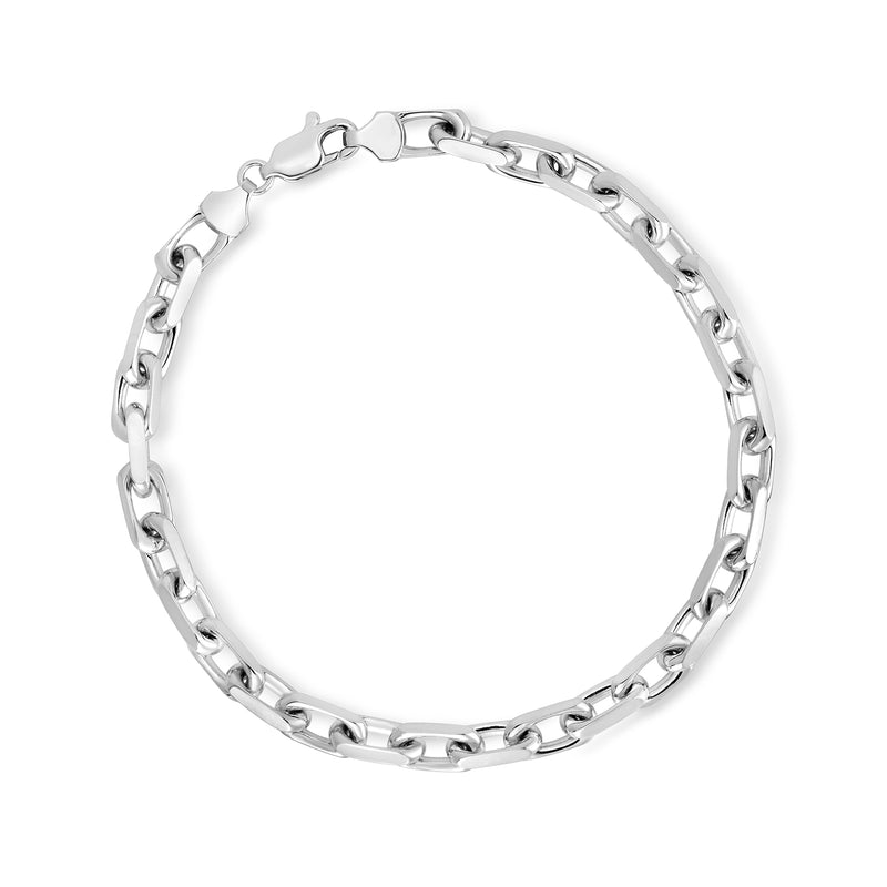 14kt white gold cable-chain bracelet with oval links and clasp