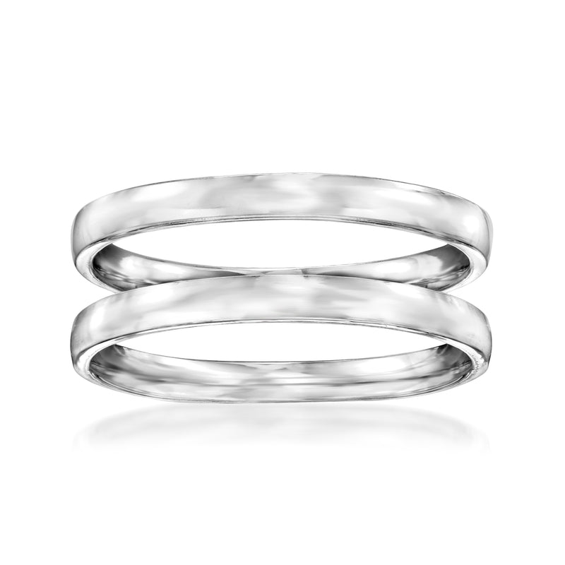 Sterling silver stackable ring set with two smooth 2mm bands