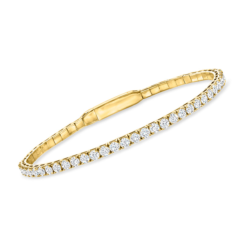 14kt yellow gold diamond tennis-style flexible bangle bracelet