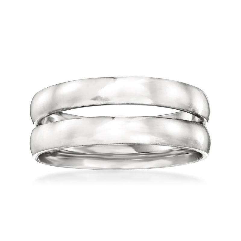 Sterling silver stackable ring set: two 3mm flat bands, polished side view