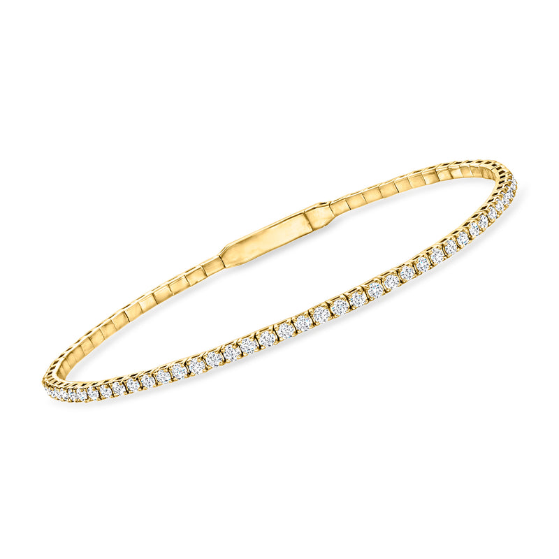 14kt yellow gold diamond tennis-style flexible bangle bracelet