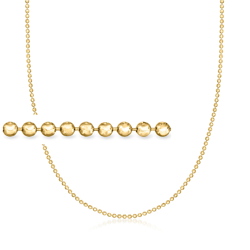 14kt yellow gold moon-cut bead-chain necklace with round bead links