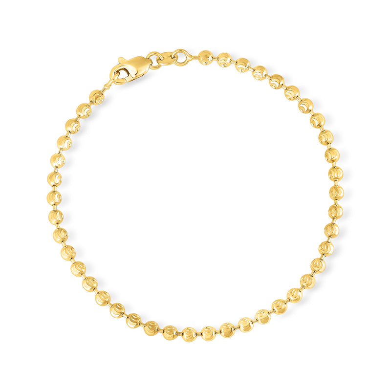 14kt yellow gold bead-chain bracelet with moon-cut beads