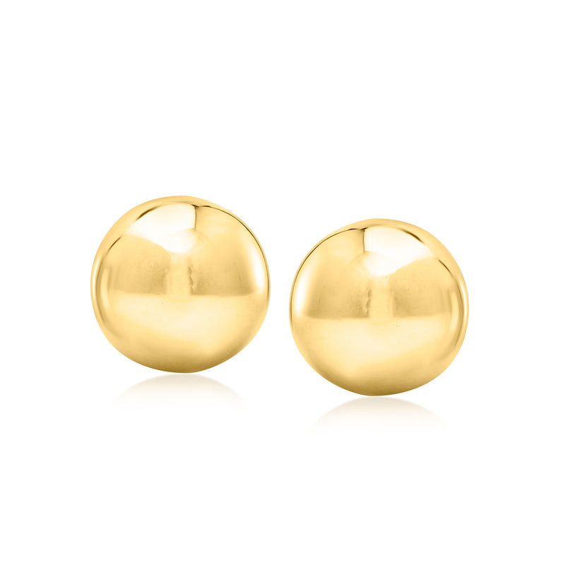 20mm yellow gold dome stud earrings, round mirror-polished front