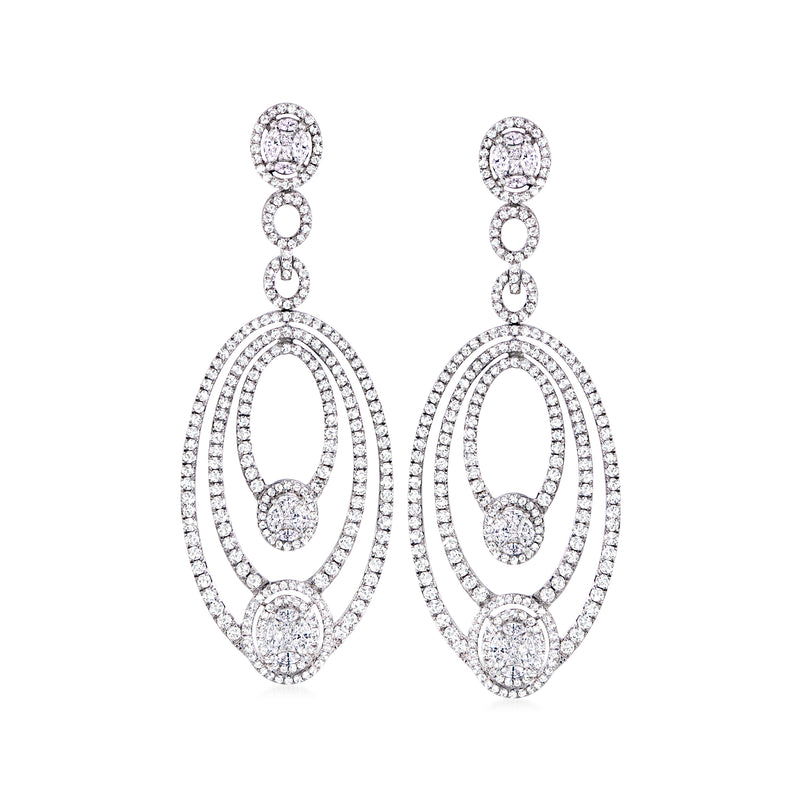 Diamond oval drop earrings in 18kt white gold