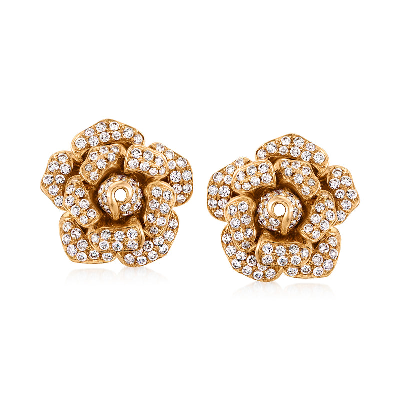 Vintage 18kt yellow gold diamond rose earrings