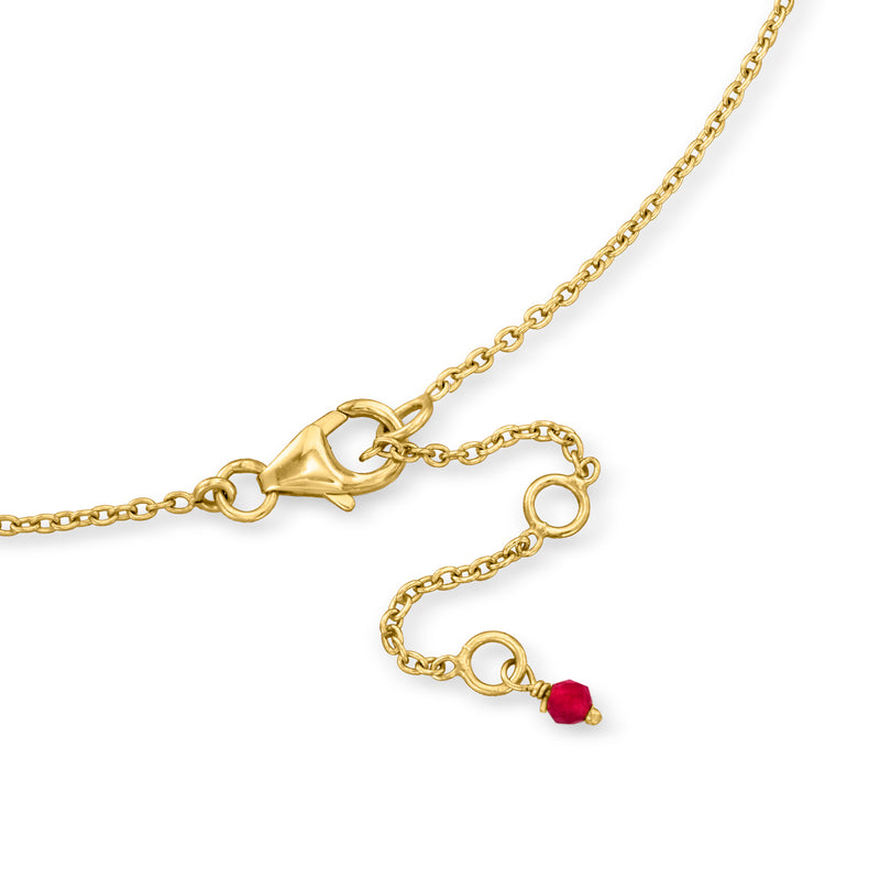 Gold over sterling necklace clasp and extender with ruby red drop stone