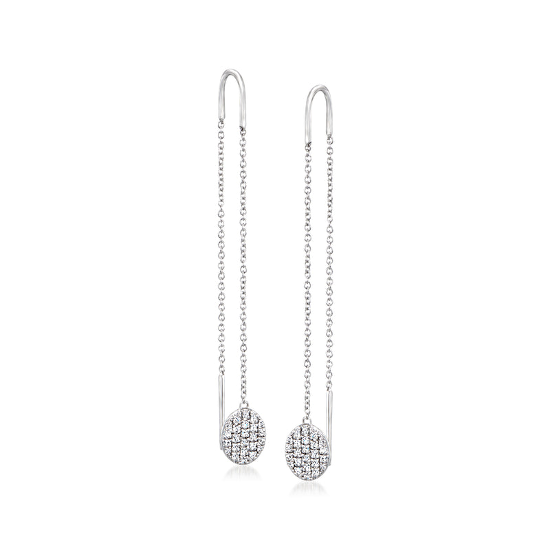 Diamond cluster threader earrings in 14kt white gold