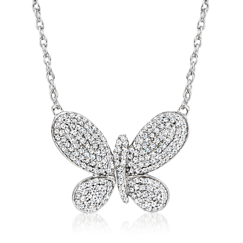 Butterfly diamond necklace in sterling silver