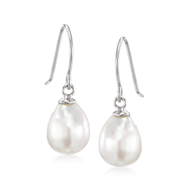 Sterling silver drop earrings with large baroque cultured pearls