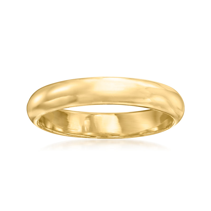 18kt yellow gold domed band ring, smooth polished oval profile