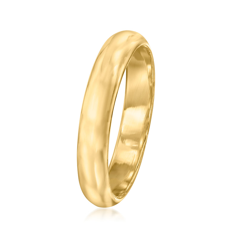 18kt yellow gold domed ring band with slim rounded shape and inner band view