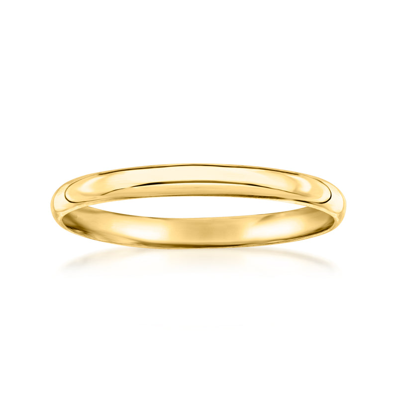 Polished yellow gold ring with smooth band, rounded profile
