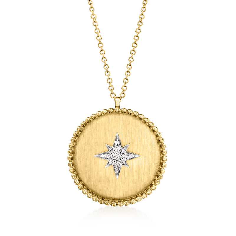 14kt yellow gold north star pendant necklace with diamond-accented star charm