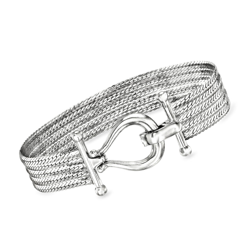Sterling silver multi-strand Cuban-link bracelet with secure clasp closure