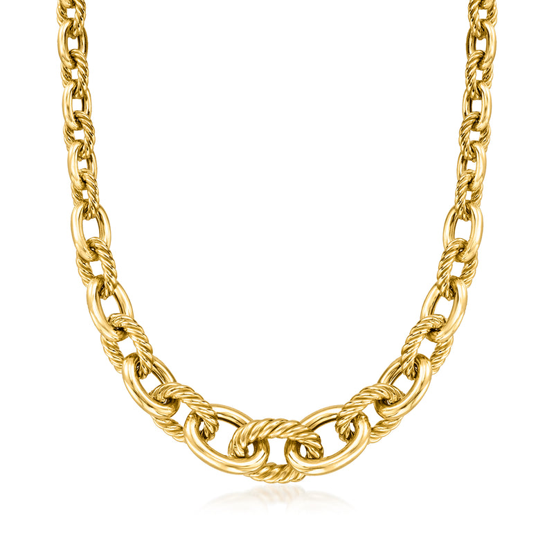 Twisted oval-link gold over sterling necklace