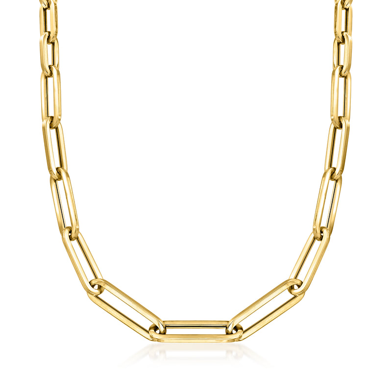 Roberto Coin 18kt yellow gold graduated paper clip link necklace with polished links