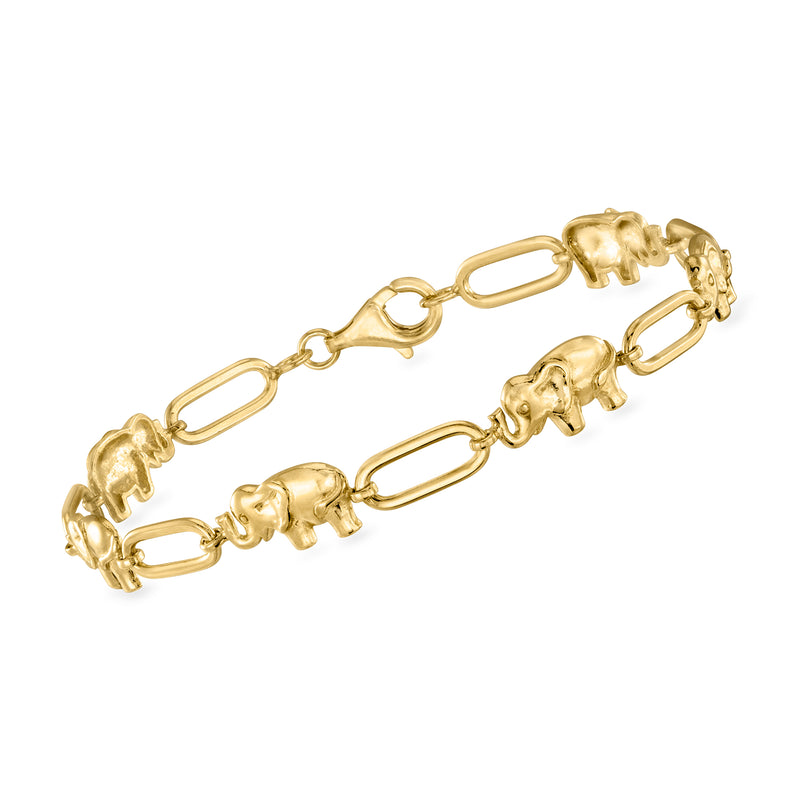 18kt gold over sterling elephant charm paper-clip link bracelet