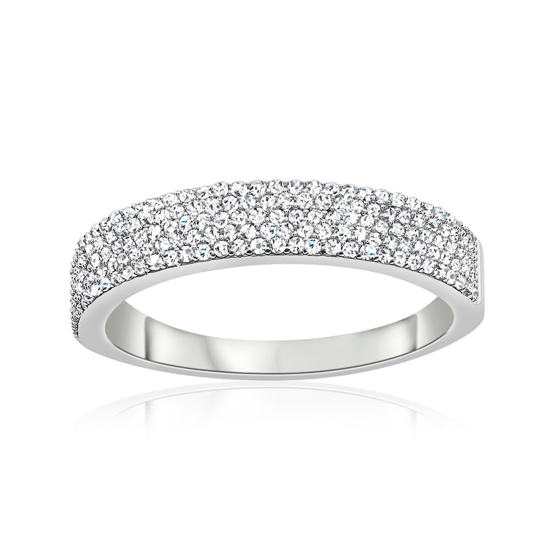 Pave diamond ring in sterling silver