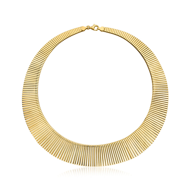 18kt gold over sterling graduated ridged collar necklace with clasp