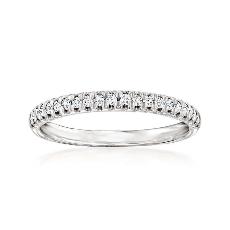 Sterling silver diamond band with round stones in a continuous row