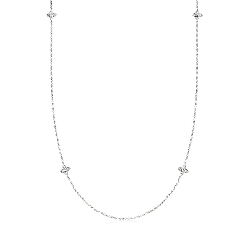 Roberto Coin diamond station necklace in 18k white gold with small round stations