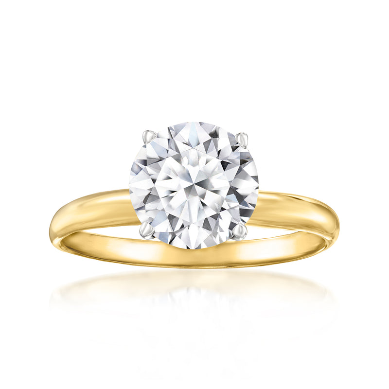 14kt yellow gold solitaire ring with round lab-grown diamond center