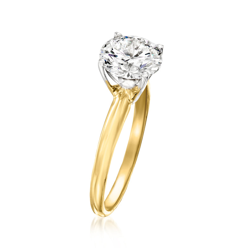 14kt yellow gold solitaire ring with round lab-grown diamond in prong setting