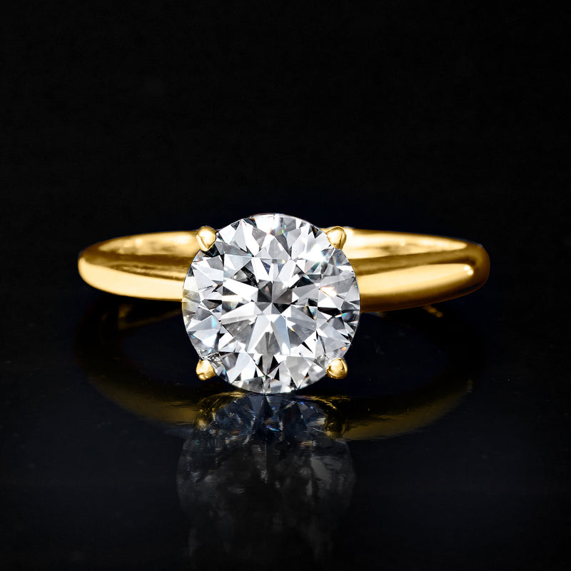 14kt yellow gold solitaire ring with large round lab-grown diamond