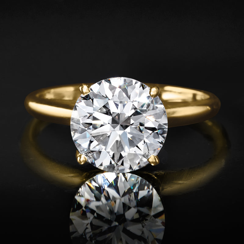 14kt yellow gold solitaire ring with round lab-grown diamond and prong setting
