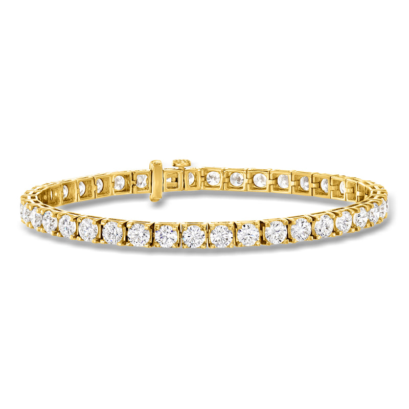 14kt yellow gold tennis bracelet with round diamond rows