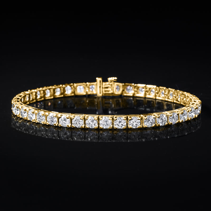 14kt yellow gold tennis bracelet with sparkling round diamond stones