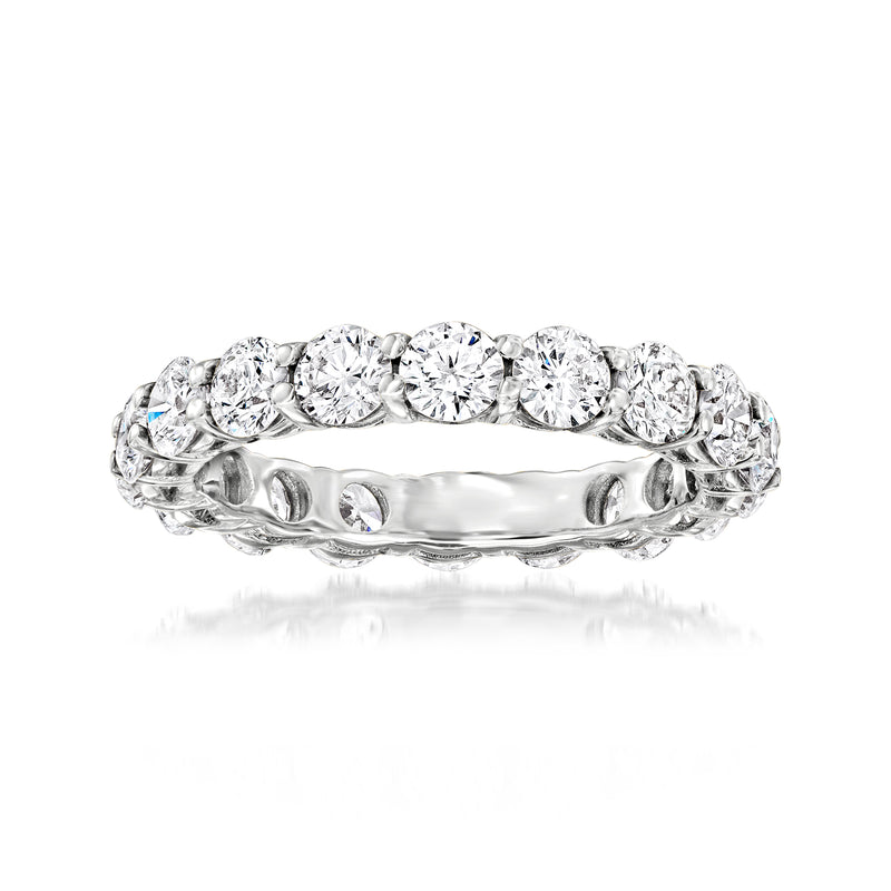 14kt white gold eternity band with round lab-grown diamond row settings