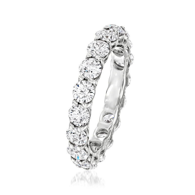 14kt white gold eternity band with round lab-grown diamonds, side profile