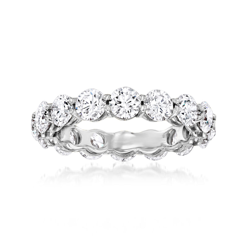 14kt white gold eternity band with round lab-grown diamonds, shared-prong setting
