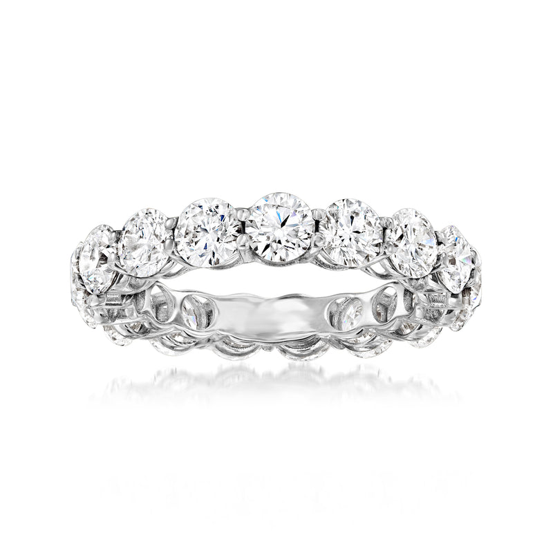 14kt white gold eternity band with round diamonds in shared-prong settings