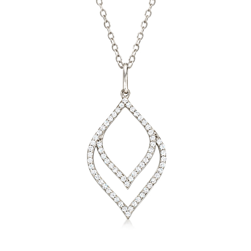 0.33 ct. t.w. diamond double-leaf pendant necklace in sterling silver