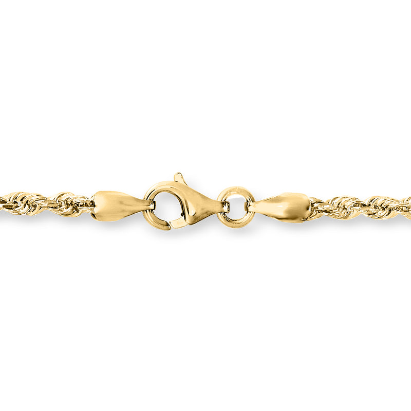 14kt yellow gold rope-chain necklace clasp close-up with ring and latch