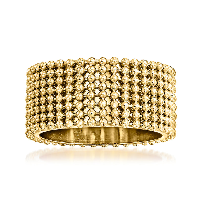 18kt gold over sterling beaded multi-row ring with rounded bead texture