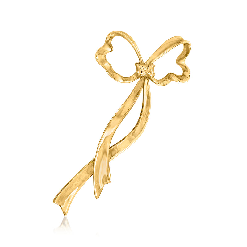 Tiffany 18kt yellow gold bow pin with ribbon tails
