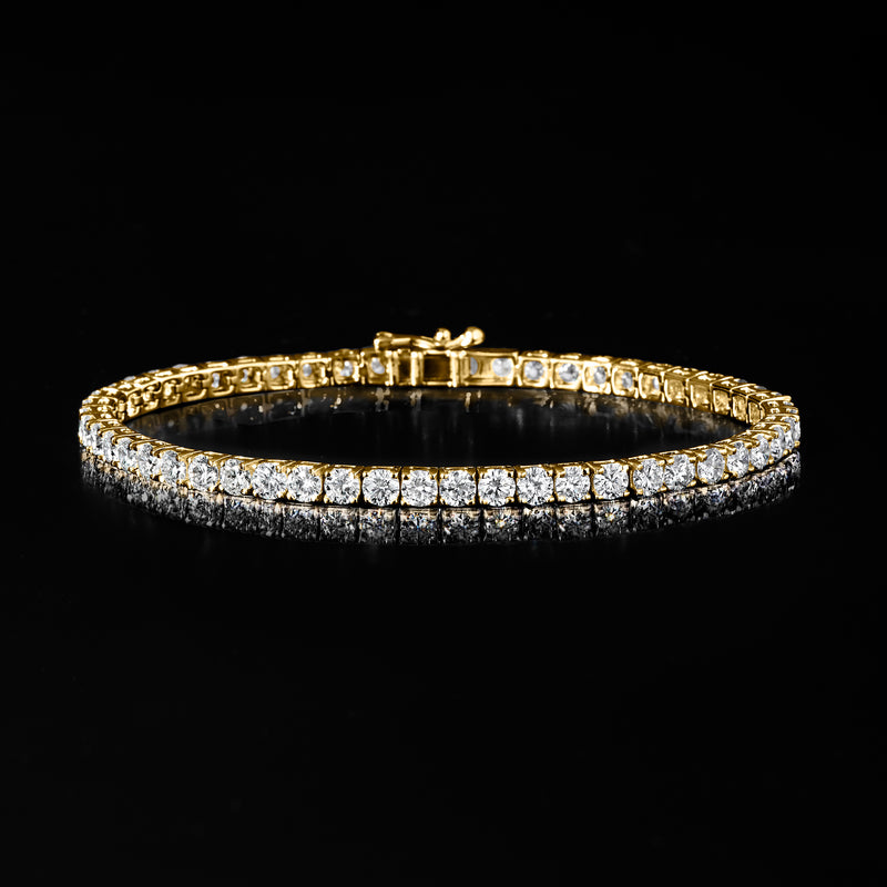 14kt yellow gold diamond tennis bracelet with a continuous row of stones
