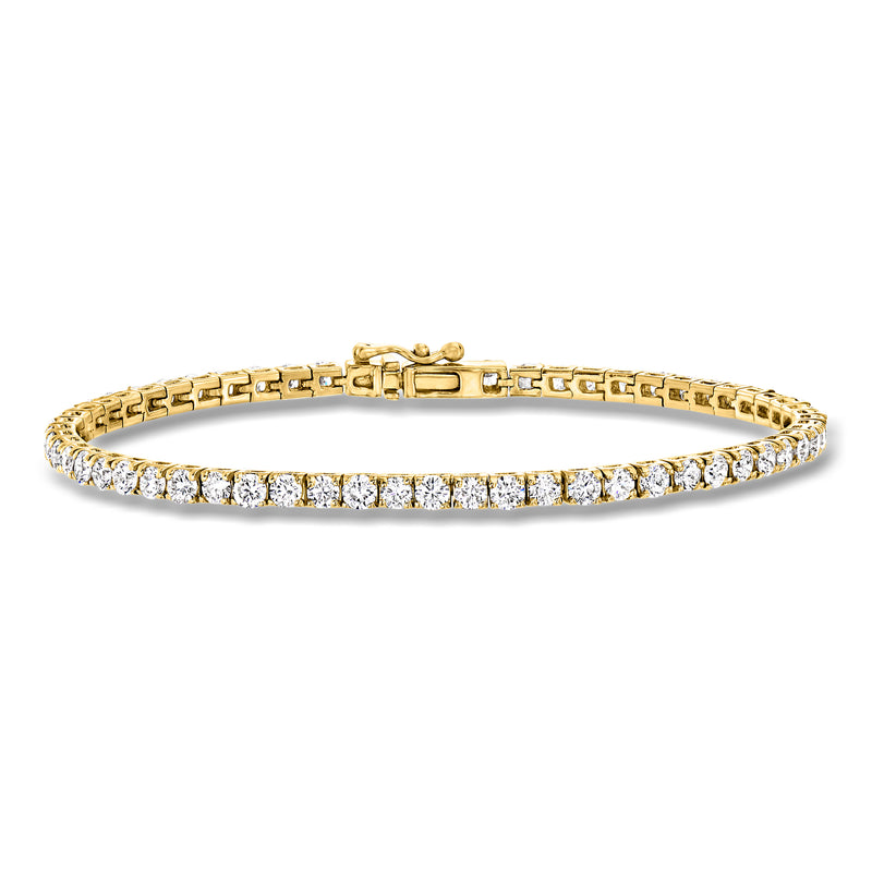 14kt yellow gold tennis bracelet with round diamond row links