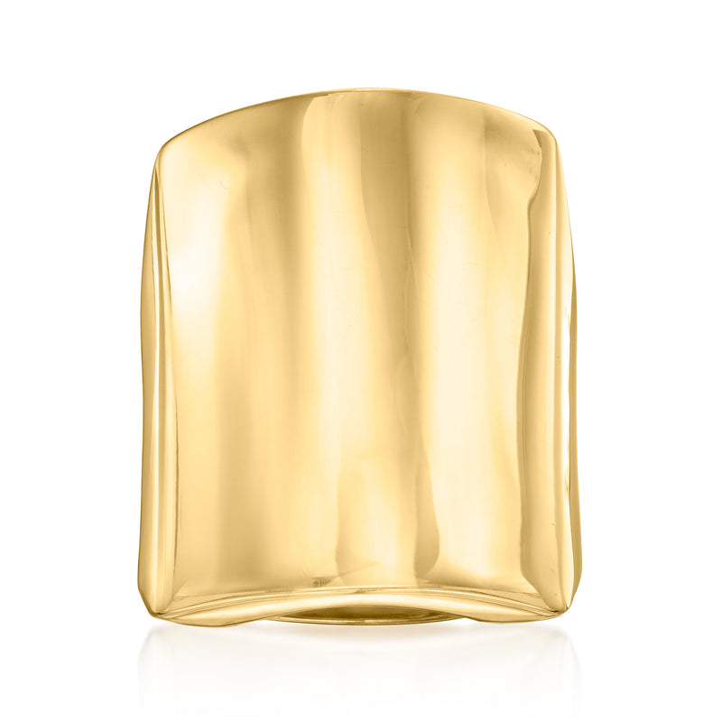 Gold over sterling rectangular ring with smooth high-polish band surface