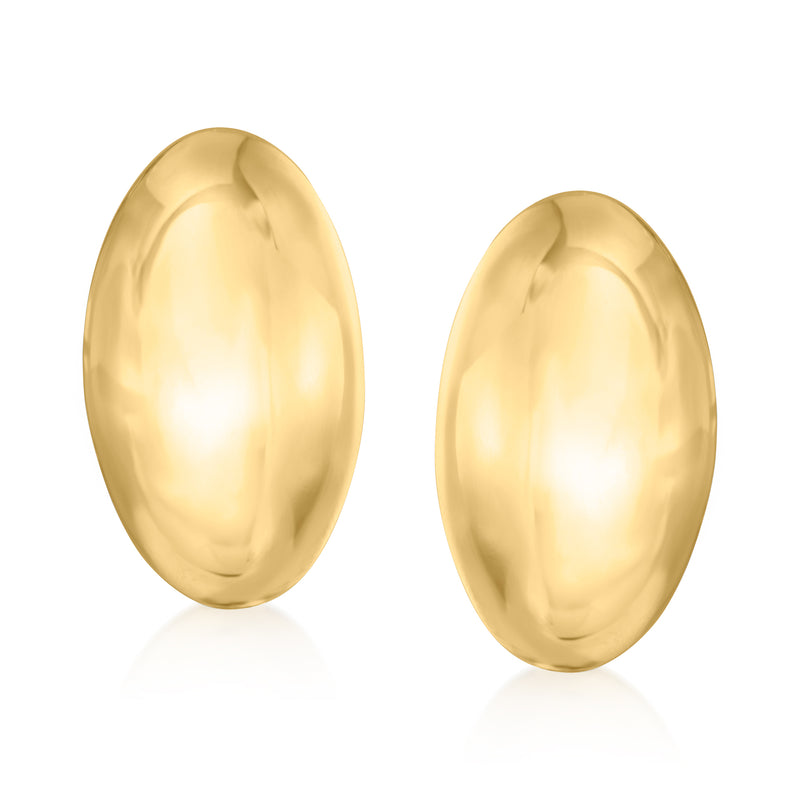 Oval dome earrings, 18kt gold over sterling, smooth gold finish