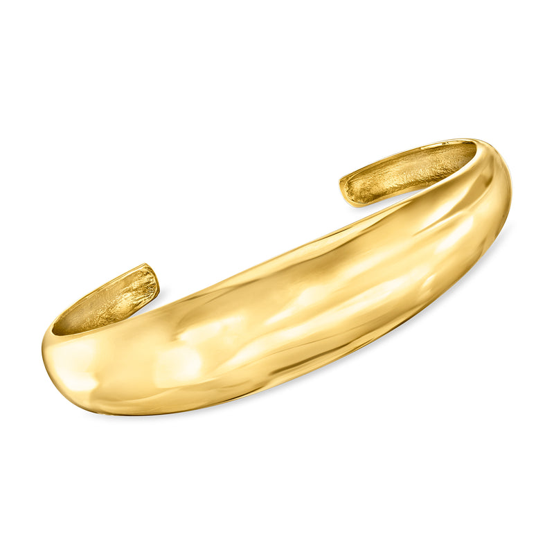 18kt gold over sterling domed cuff bracelet, polished gold finish, open ends