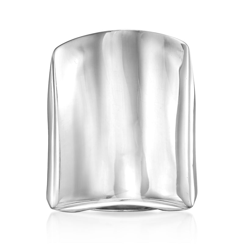 Italian sterling silver rectangular ring, polished metal