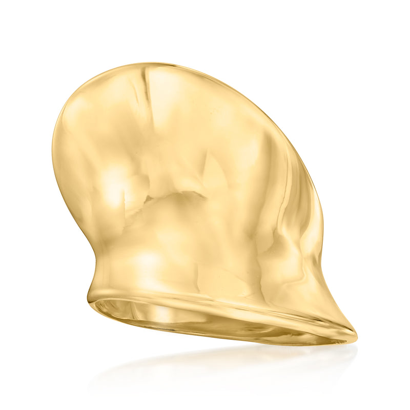 Gold over sterling multi-dimensional ring with domed teardrop front, high shine