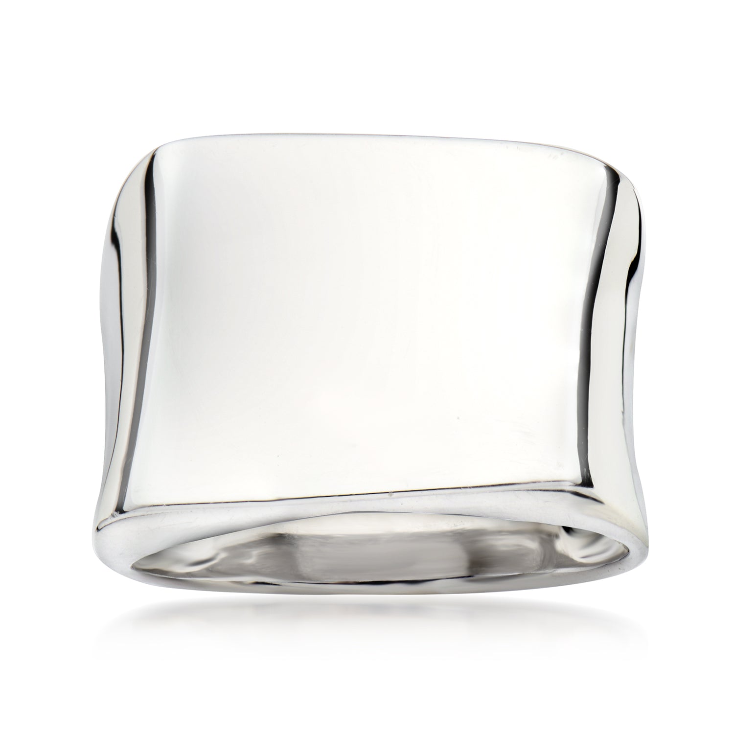 Italian Sterling Silver Asymmetrical Square-Top Ring
