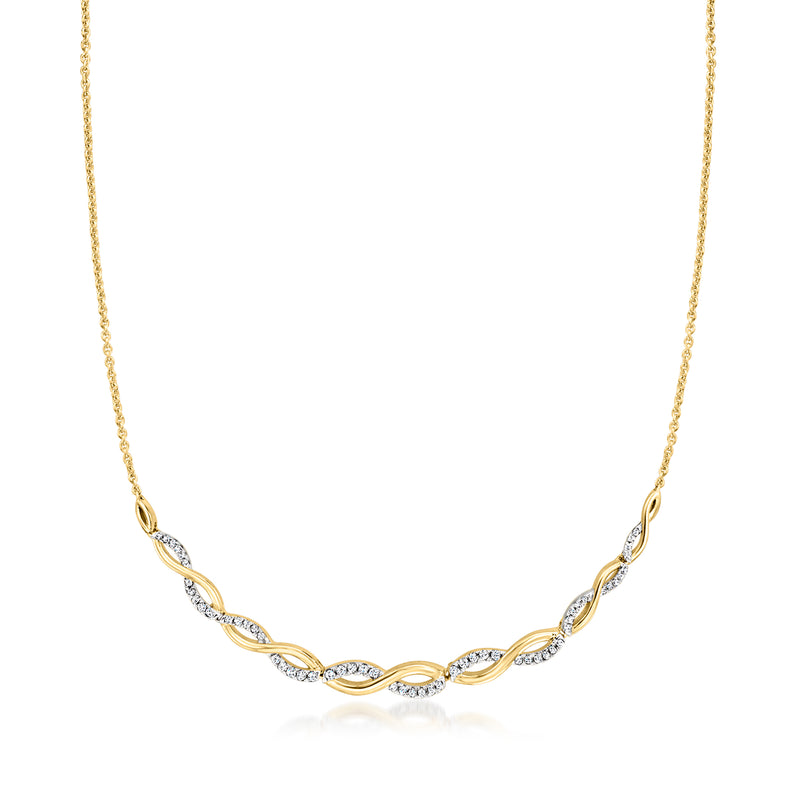 Twist necklace in 18k gold over sterling with oval links and clear stones