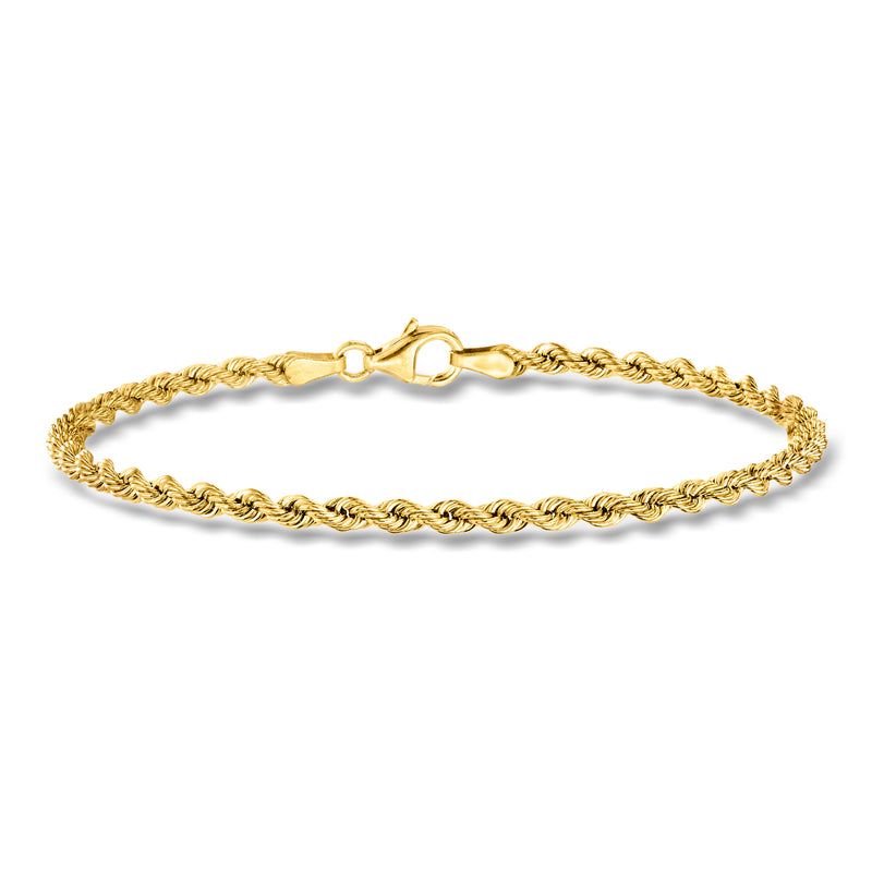 18kt yellow gold rope-chain bracelet with small clasp, braided rope links